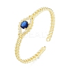 Cubic Zirconia Horse Eye Open Cuff Bangle BJEW-G651-04G-02-3