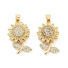 Rack Plating Brass Micro Pave Clear Cubic Zirconia Pendants KK-Z064-16G-1