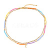 Colorful Glass Seed Beaded Initial Pendant Double Layer Necklaces QS3881-3-1
