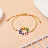Glass Seed Sunflower Braided Bead Bracelet BJEW-MZ00023-2