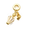 Brass Enamel Badminton European Dangle Charms KK-C087-11G-03-1