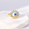 Evil Eye 201 Stainless Steel Open Cuff Rings for Women US1717-7-1
