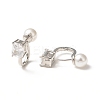 Glass Rectangle Hoop Earrings with ABS Pearl Beaded EJEW-C024-01P-06-2
