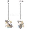 Natural Citrine & Aquamarine & Gemstone Chips Dangle Stud Earrings with Pearl EJEW-UN0002-08-1