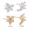 4 Pairs 2 Style Brass Micro Pave Clear Cubic Zirconia Stud Earring Findings KK-ZZ0001-06-2