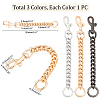 3Pcs 3 Colors Iron Bag Curb Chains DIY-WR0001-94-2