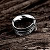 Fashionable Unisex 316L Surgical Stainless Steel Feather Cuff Rings RJEW-BB09945-11-3