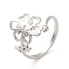 304 Stainless Steel with  Cubic Zirconia Adjustable Rings RJEW-K245-48K-P-3