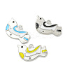 Platinum Brass Enamel Robin Bird Pendants KK-L224-060P-1