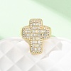 Adjustable Brass Micro Pave Cubic Zirconia Cuff Rings for Women RJEW-B139-03G-2