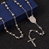 Non-Tarnish Crucifix Cross Stainless Steel Rosary Bead Necklaces X-NJEW-O096-27-1