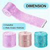 3Pcs 3 Colors 5 Yards Single Face Sparkle Satin Frayed Ribbon SRIB-TA0001-20-3