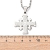 Jerusalem Cross 304 Stainless Steel Pendant Box Chain Necklaces NJEW-NH0003-01P-3