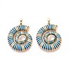 Brass Micro Pave Clear Cubic Zirconia Enamel Pendants KK-T071-28G-02-1