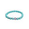 Synthetic Turquoise & Natural Tiger Eye Round Beaded Stretch Bracelets FS-WGB9D7B-02-1