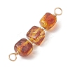 3Pcs 3 Styles Natural Amber Cube Beaded Connector Charms PALLOY-JF04926-5