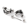 Star 316 Surgical Stainless Steel Shield Barbell Hoop Earrings EJEW-Z050-47AS-2