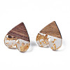 Resin & Walnut Wood Stud Earring Findings MAK-N032-020A-4