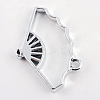 Rack Plating Alloy Fan Open Back Bezel Pendants PALLOY-S047-20D-FF-2