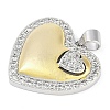 Rack Plating Heart Brass Micro Pave Clear Cubic Zirconia Pendants KK-P287-48B-GP-2