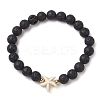 Round Natural Lava Rock Beaded Stretch Bracelets BJEW-JB10276-03-1