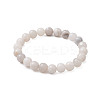 Round Natural Dendritic Agate Beaded Stretch Bracelets for Women BJEW-JB11045-02-1