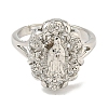 Oval with Saint Rack Plating Brass Adjustable Rings for Women RJEW-I105-03P-01-2