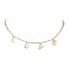 Word Love 304 Stainless Steel Charms Bib Necklaces with Brass Paperclip Chains NJEW-JN04534-1