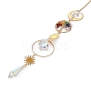 Wire Wrapped Natural Mixed Stone Ring with Tree of Life Pendant Decorations HJEW-K046-05G-02-4