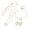 Ring PVD Vacuum Plating 304 Stainless Steel Crystal Rhinestone Pendant Necklaces & Bracelets & Stud Earrings Sets for Women SJEW-C004-09G-01-1