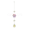 Glass Flower Hanging Suncatchers HJEW-P018-E02-3