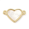 Brass Pave Natural Shell Heart Connector Charms KK-K368-54G-1