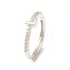 Clear Cubic Zirconia Initial Letter Adjustable Ring RJEW-C052-01P-L-1