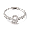 Rack Plating Brass Cubic Zirconia Arabic Letters Adjustable Rings for Women RJEW-S407-10P-05-2