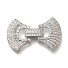 Rack Plating Bowknot Brass Micro Pave Clear Cubic Zirconia Fold Over Clasps KK-H512-09P-1