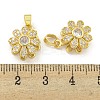 Rotatable Flower Charms Rack Plating Brass Clear Cubic Zirconia Pendants KK-M291-02G-3