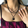 Punk Style Alloy 3 Layer Lock Pendant Necklaces for Women WG28CE4-01-2