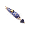 6Pcs 6 Styles Natural Carnelian & Green Aventurine & Rose Quartz & Quartz Crystal & Lapis Lazuli & Amethyst Copper Wire Wrapped Faceted Bullet Heart Pendants PALLOY-JF03482-01-4