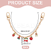 2Pcs Alloy FireBrick Enamel Fruit Charm Cable Chain Purse Decorative Chains HJEW-ME00012-2