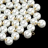 Baking Paint Pearlized Glass Pearl Round Connector Charms PALLOY-PH01725-2