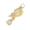 Butterfly Rack Plating Brass Micro Pave Cubic Zirconia Pendants KK-Z074-74G-2