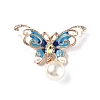 Butterfly with Plastic Imitation Pearl Enamel Pin JEWB-I020-01KCG-1