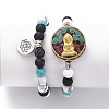 Buddhist Theme Guan Yin & Lotus Stretch Bracelets Sets BJEW-JB04874-01-2