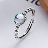 925 Sterling Silver & Natural Moonstone Adjustable Finger Rings FS-WG9EA45-02-1