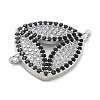 Rack Plating Brass Micro Pave Clear & Black Cubic Zirconia Triangle Connector Charms KK-A234-076P-2
