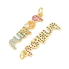 Brass Micro Pave Colorful Cubic Zirconia Pendants X-KK-P353-08G-2