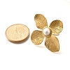 Flower Stainless Steel Open Cuff Ring for Women RJEW-R006-02G-5