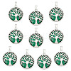 10Pcs Synthetic Malachite Flat Round Pendants G-AR0006-25B-1