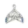 Brass Pave Light Sky Blue and Clear Cubic Zirconia Sea Animal Connector Charms KK-M326-07C-P-1
