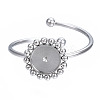 Non-Tarnish 304 Stainless Steel Open Cuff Finger Ring Cabochon Settings STAS-T060-13P-1